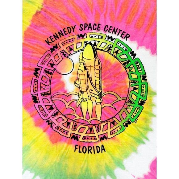 Vintage Kennedy Space Center T-Shirt XL Florida Tie Dye Puff Print Single Stitch - Picture 4 of 10
